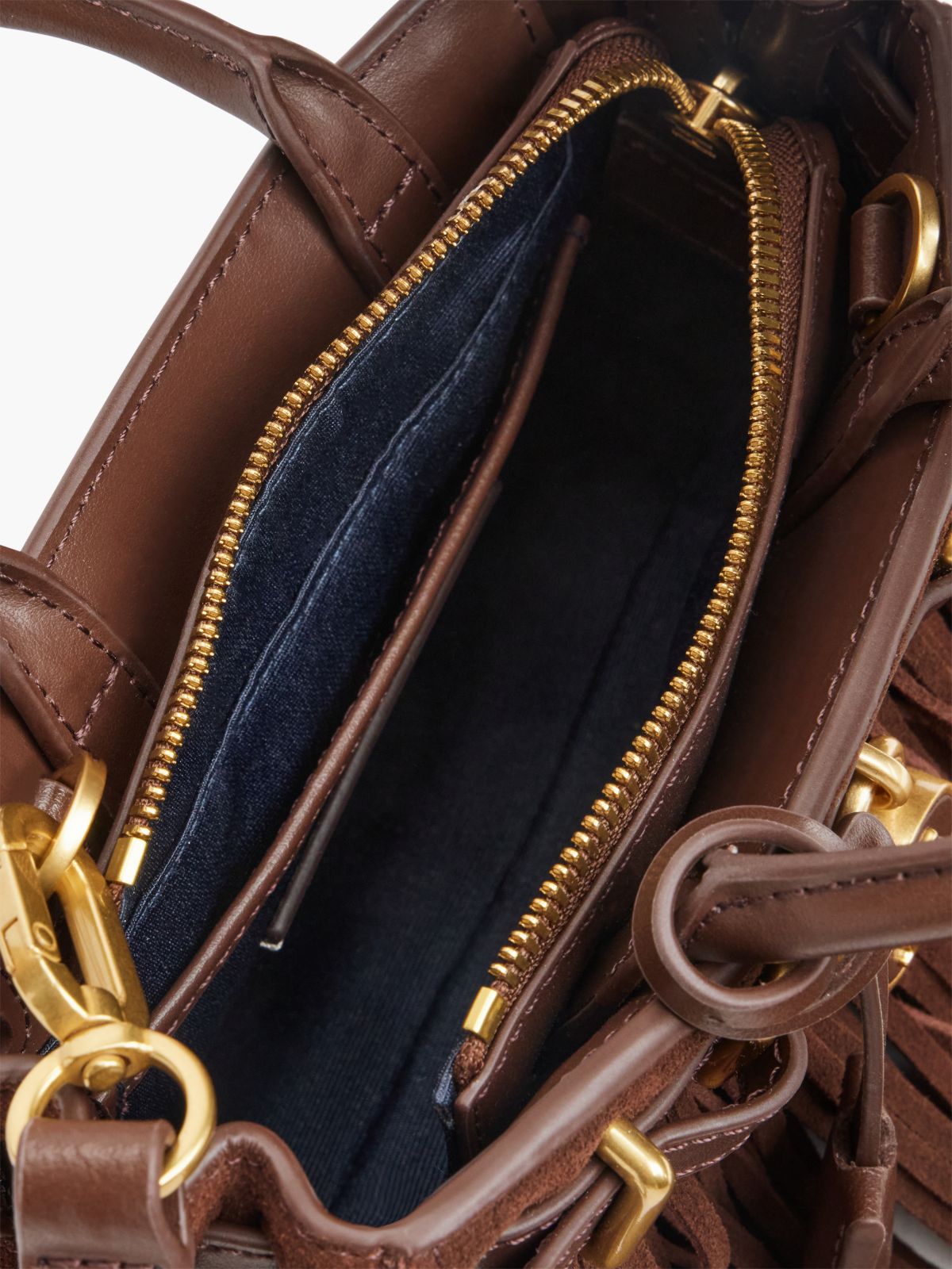The American Icon Suede Fringe Tote Bag — Brown