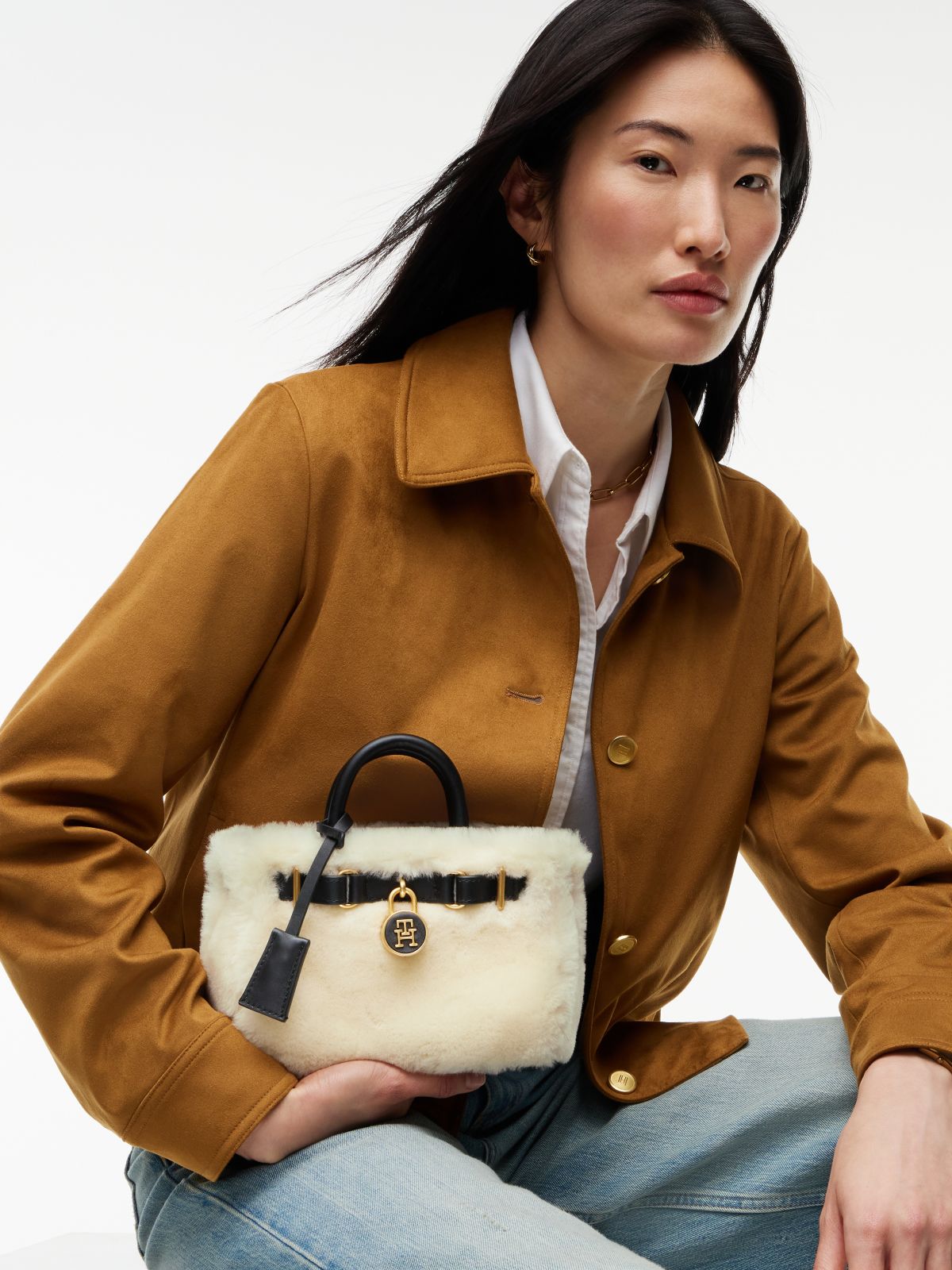 The American Icon Leather Shearling Tote Bag — Beige
