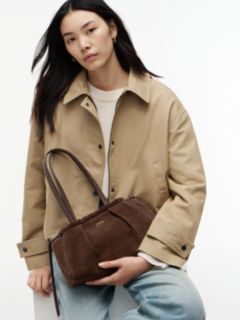 Soft Suede Drawstring Shoulder Bag — Brown 2