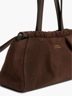 Soft Suede Drawstring Shoulder Bag — Brown 4