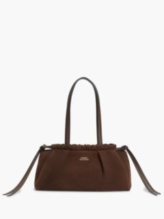 Soft Suede Drawstring Shoulder Bag — Brown 1