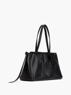 Soft Leather Drawstring Hobo Bag — Black 3