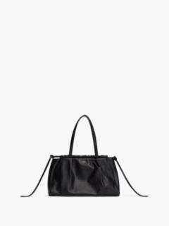Soft Leather Drawstring Hobo Bag — Black 1
