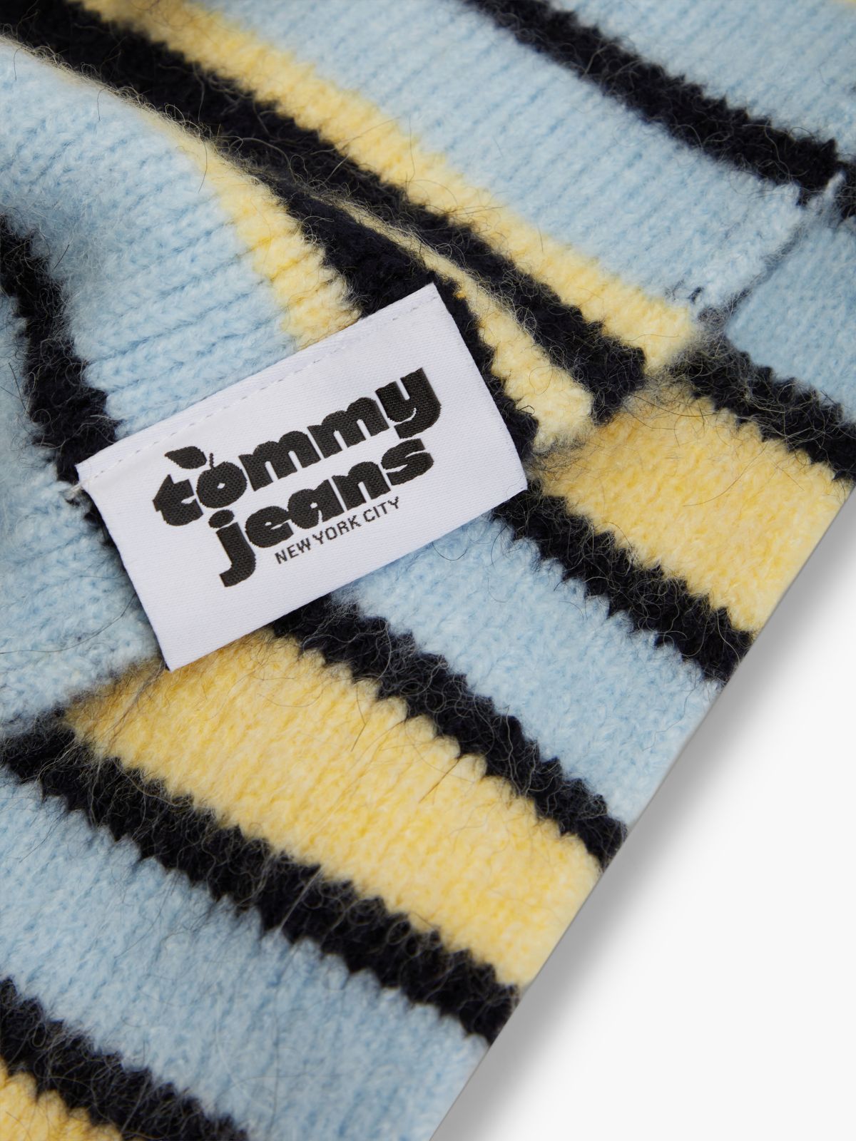 Stripe Skinny Scarf With Alpaca — Yellow