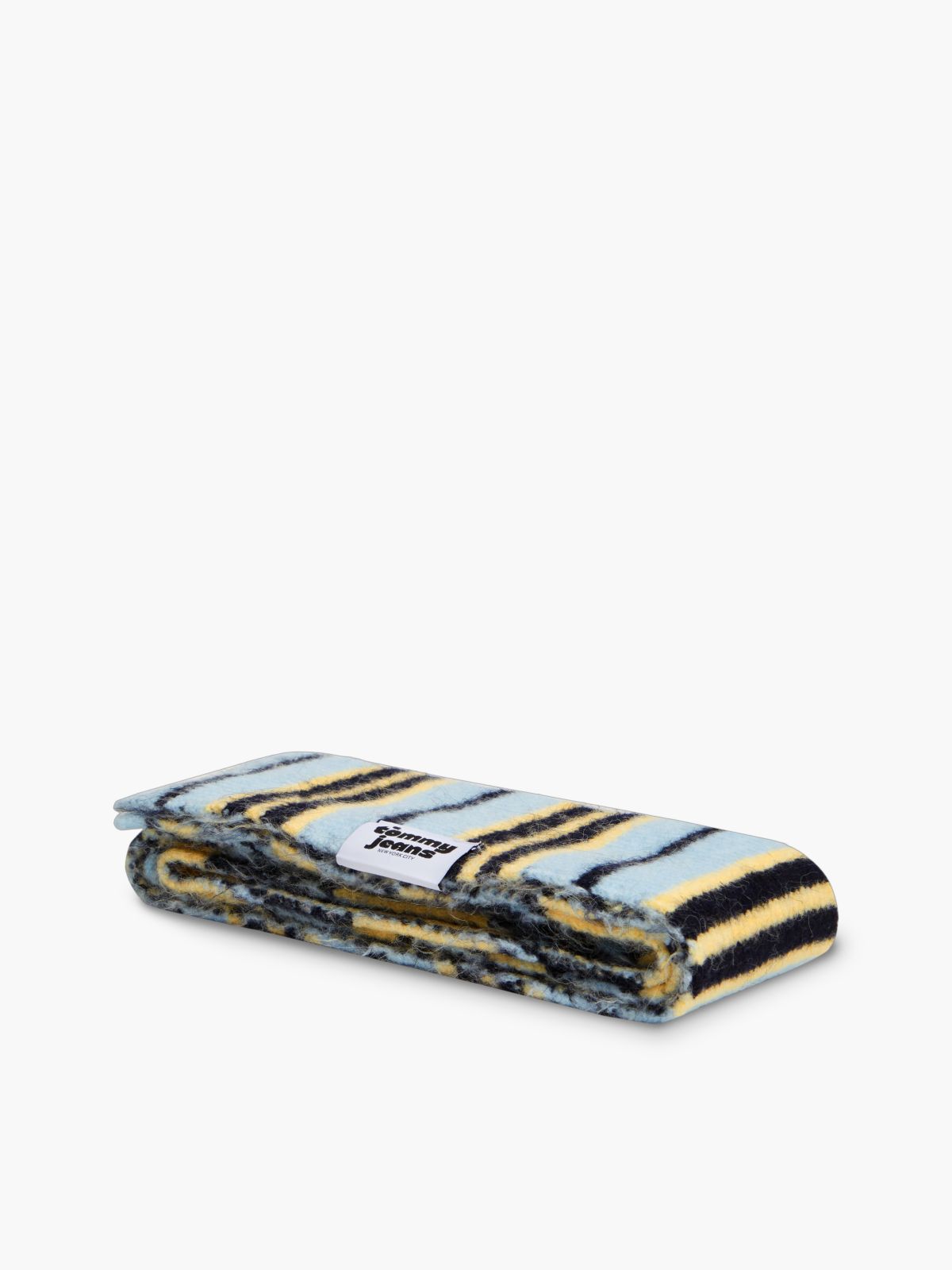Stripe Skinny Scarf With Alpaca — Yellow