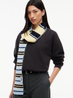 Stripe Skinny Scarf With Alpaca — Yellow 4