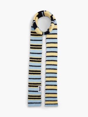 yellow stripe skinny scarf with alpaca for women tommy jeans