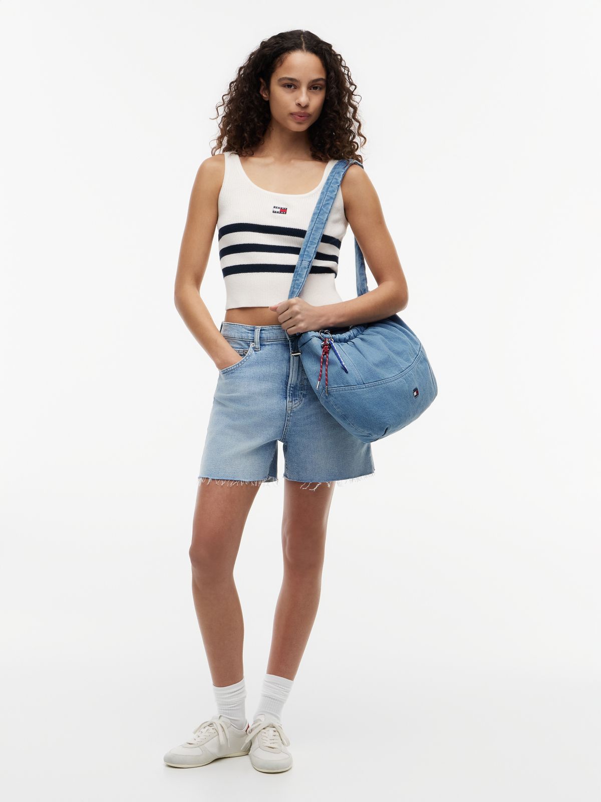 Denim Multi Charm Hobo Bag — Blue