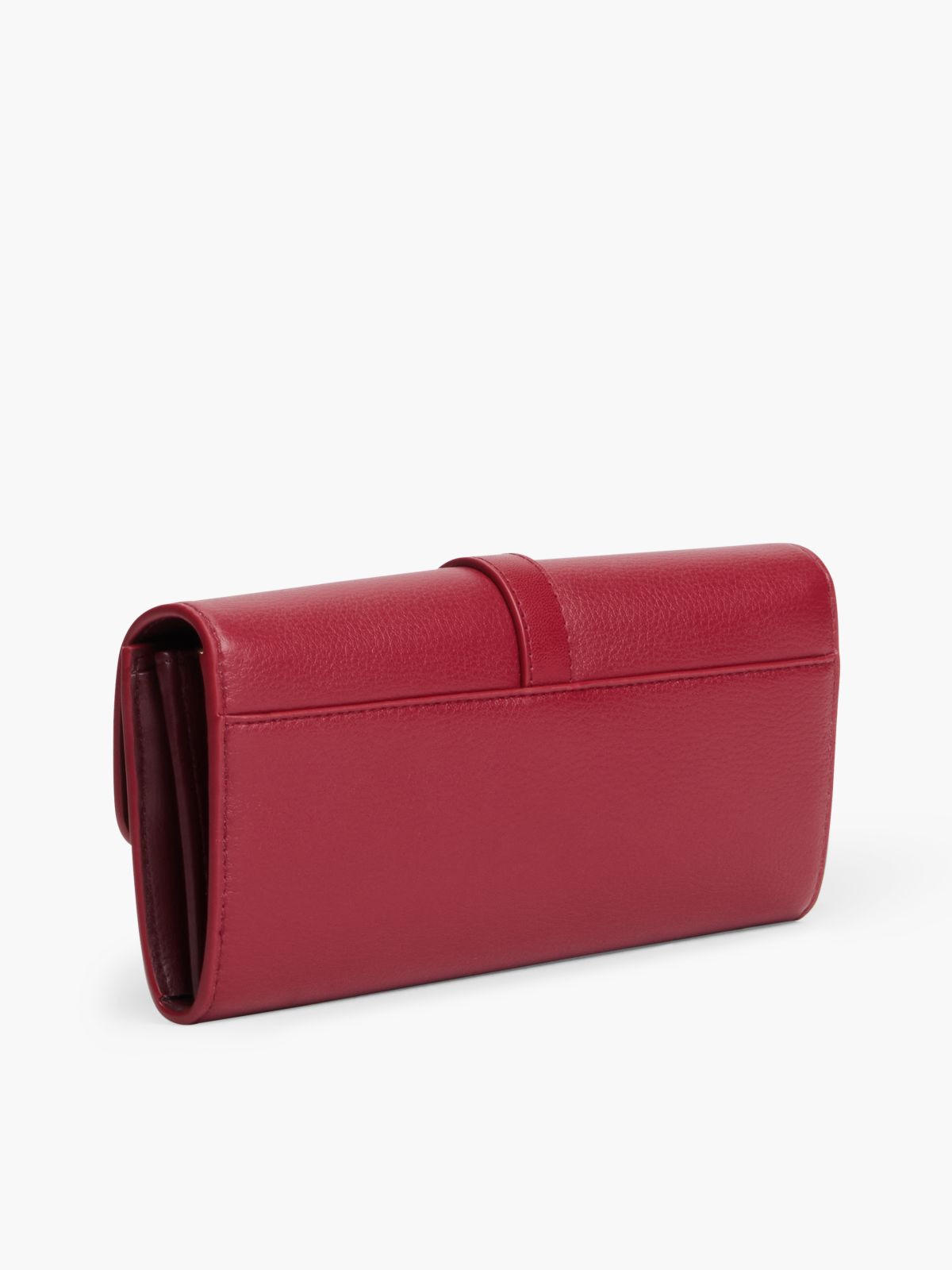 Buckle Flap Chain Strap Wallet — Red