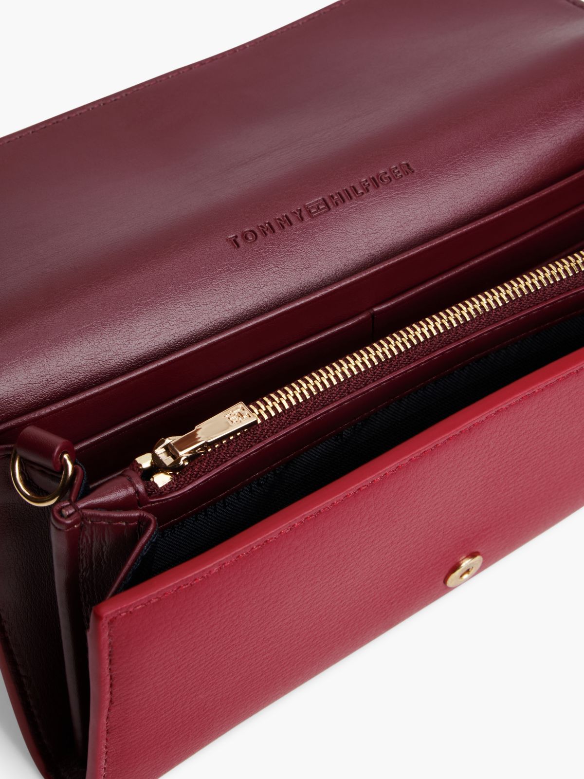 Buckle Flap Chain Strap Wallet — Red