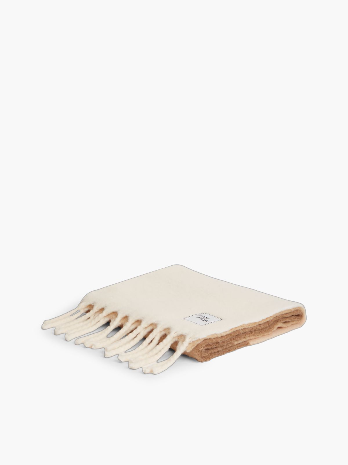 Wool Blend Flag Embroidery Scarf — Beige