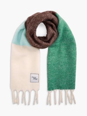 sciarpa in misto lana con bandierina ricamata blue da donne tommy hilfiger