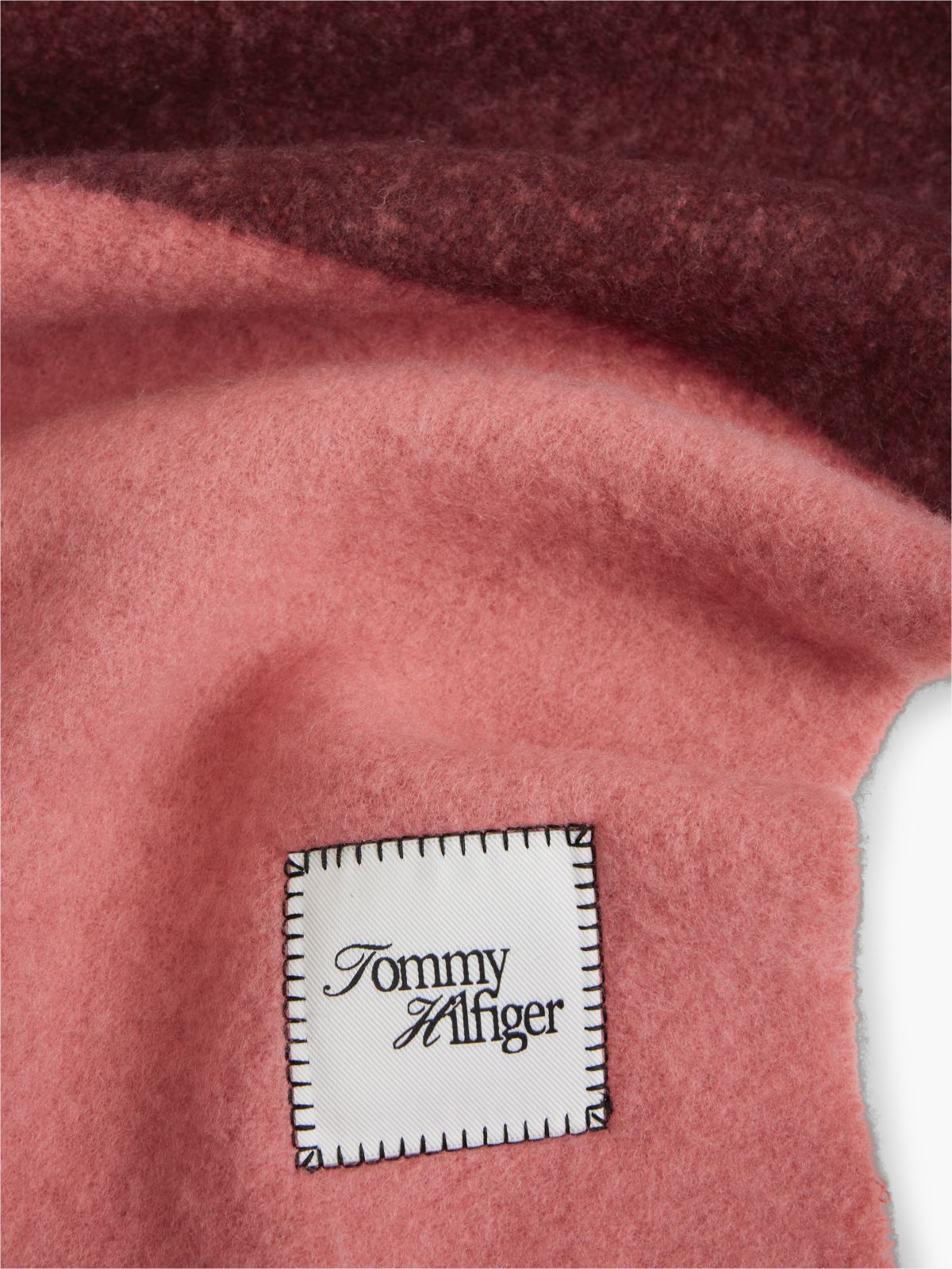 Wool Blend Flag Embroidery Scarf — Pink