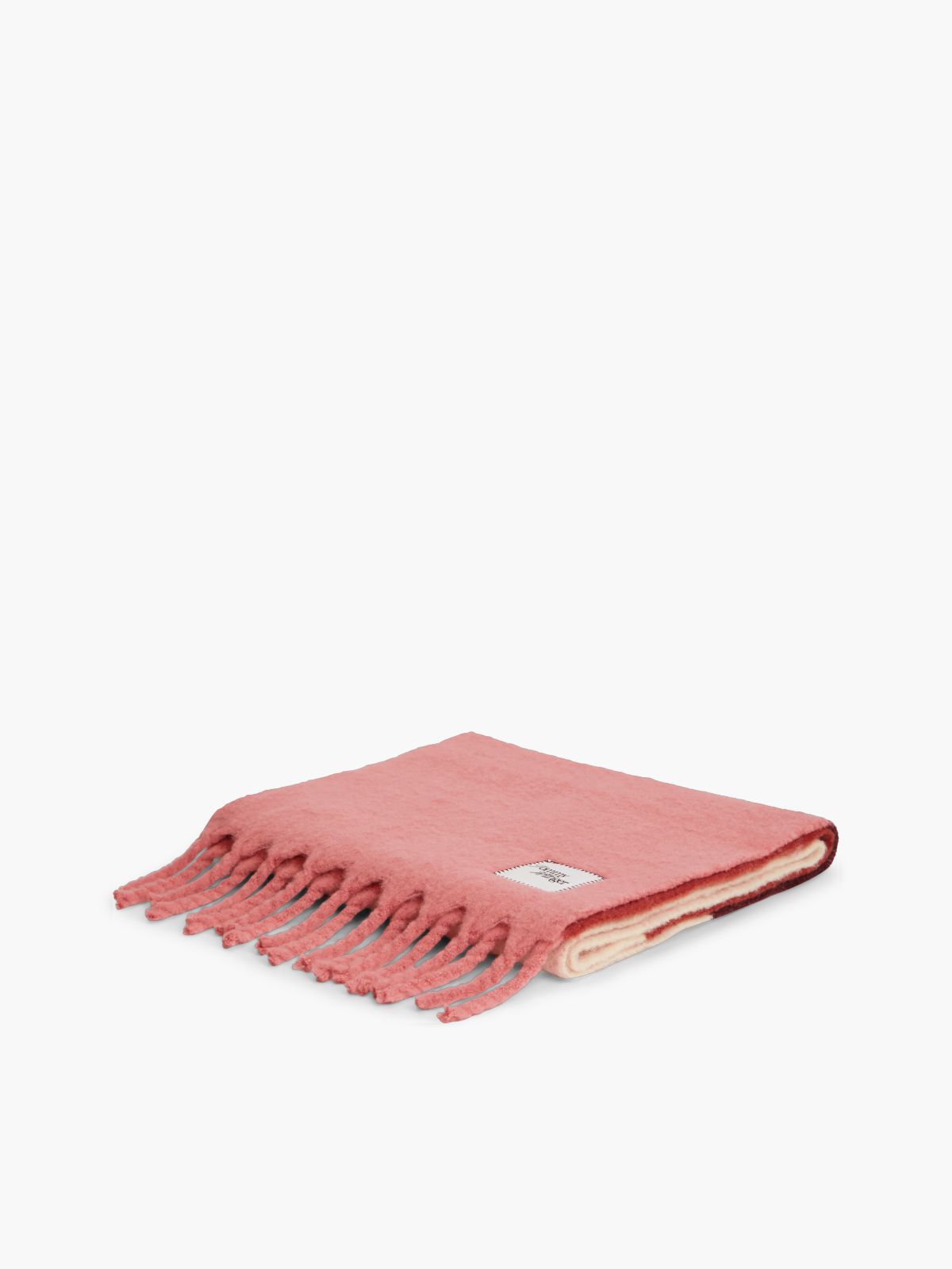 Wool Blend Flag Embroidery Scarf — Pink
