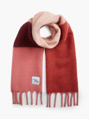 pink wool blend flag embroidery scarf for women tommy hilfiger