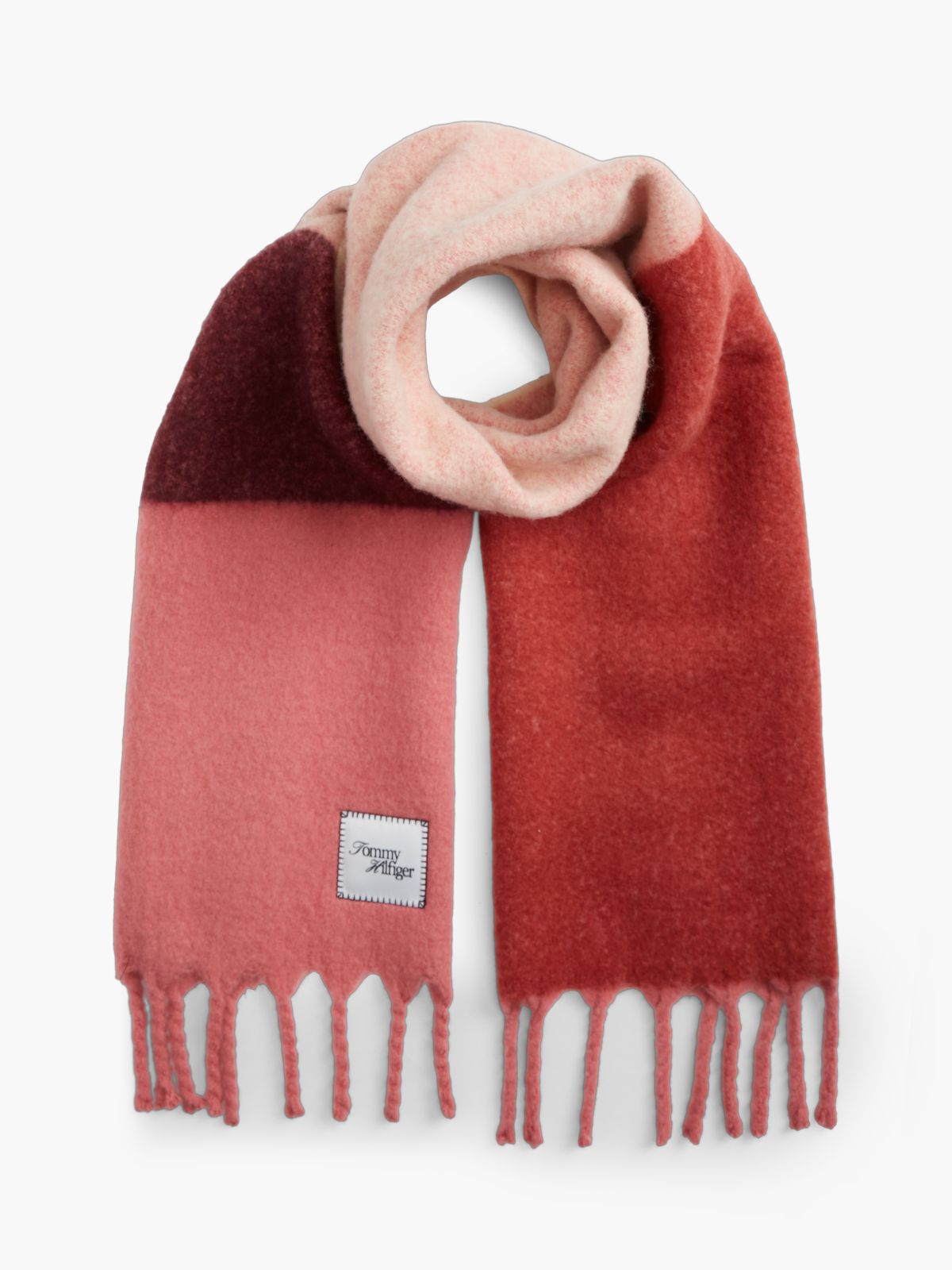 Wool Blend Flag Embroidery Scarf — Pink