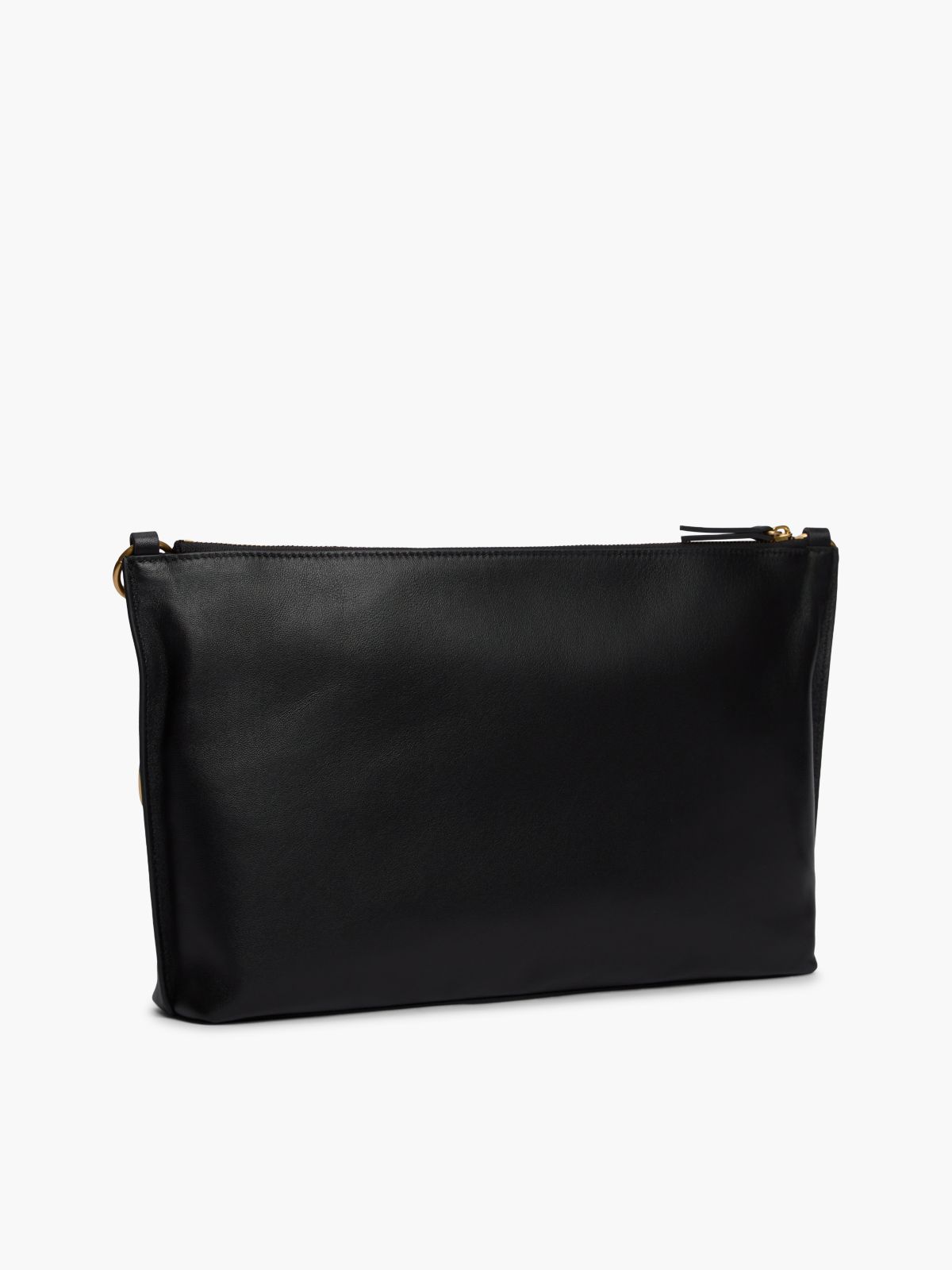 Leather Chain Strap Shoulder Bag — Black