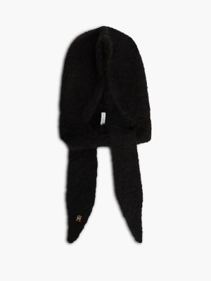 black chic gestrickte kapuze mit alpakawolle für damen - tommy hilfiger