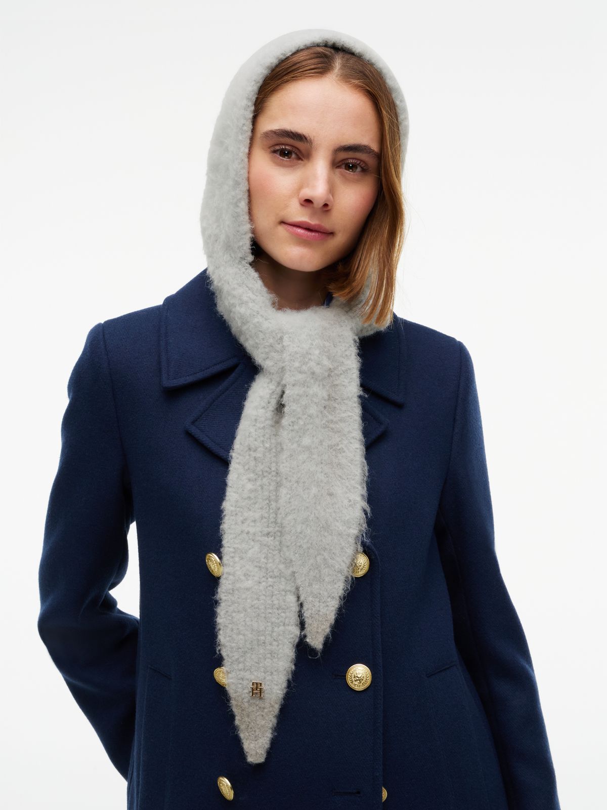 Chic Knitted Hood With Alpaca — Grey