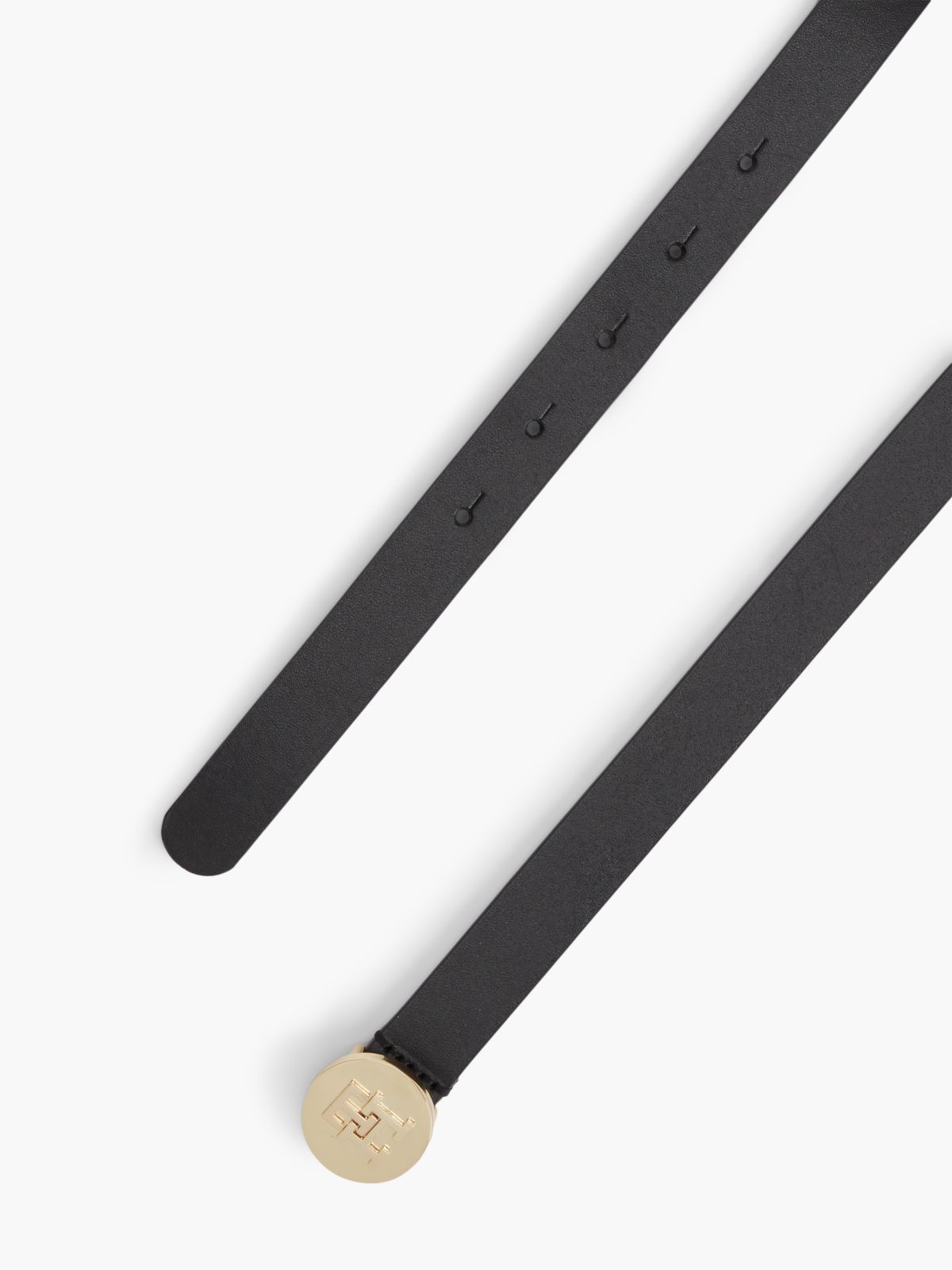 TH Monogram Leather Plaque Belt — Black