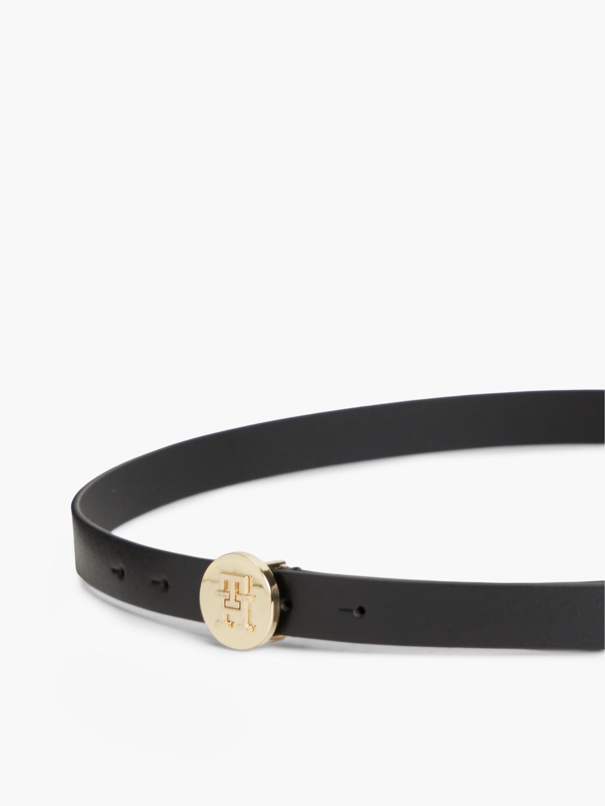 TH Monogram Leather Plaque Belt — Black