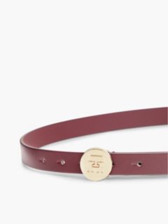 TH Monogram Leather Plaque Belt — Red 3