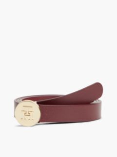 TH Monogram Leather Plaque Belt — Red 1