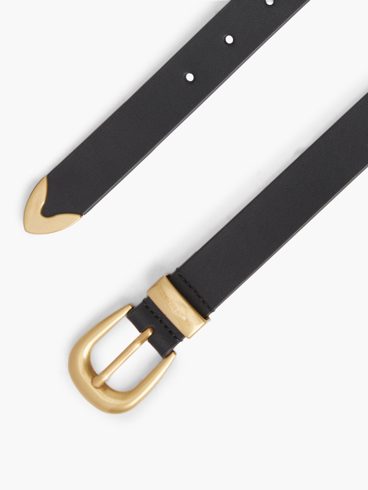 Leather Western Rounded Buckle Belt — Black