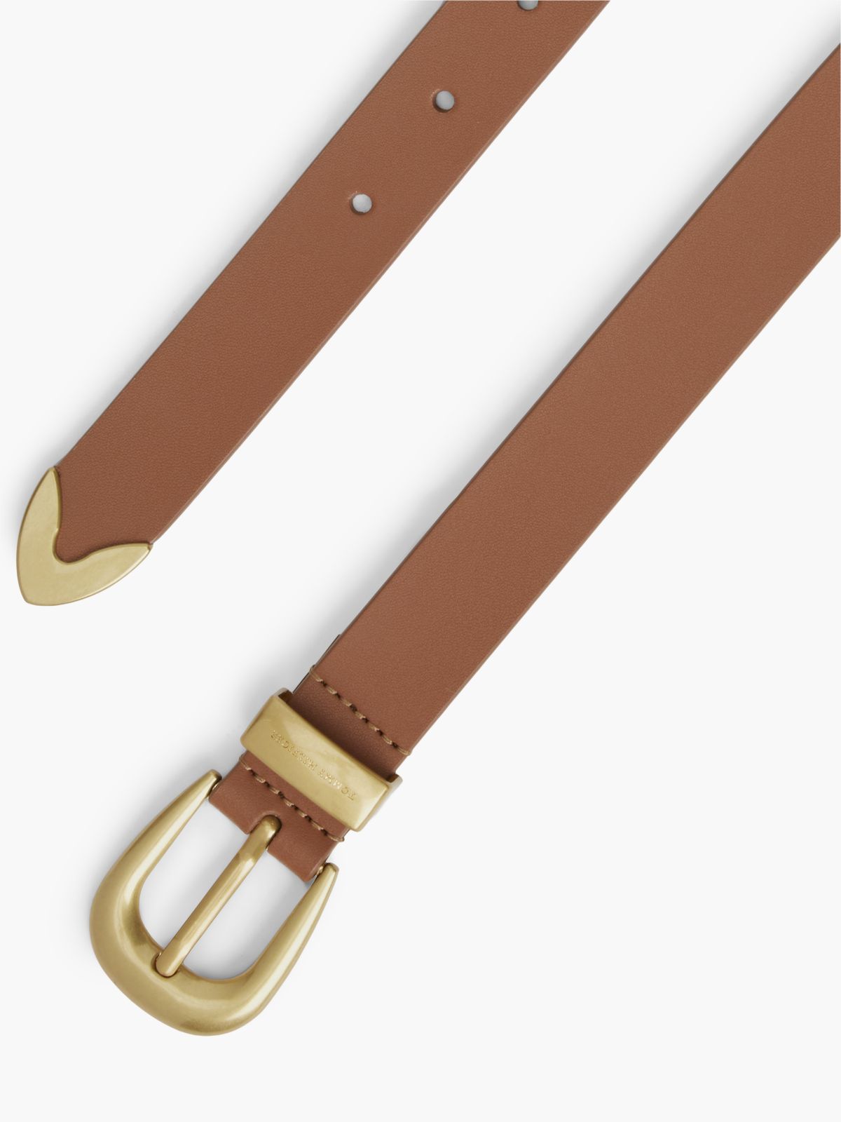 Leather Western Rounded Buckle Belt — Brown