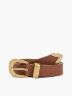 Leather Western Rounded Buckle Belt — Brown 1