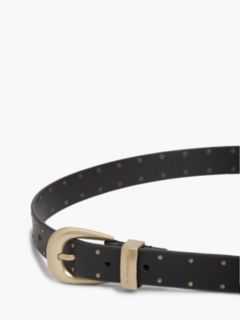 Leather Western Rounded Buckle Studded Belt — Black 3