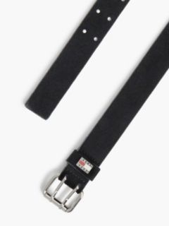Suede Logo Square Buckle Belt — Black 2