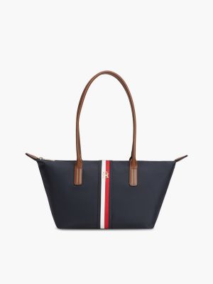 blue popette global stripe elongated tote bag for women tommy hilfiger