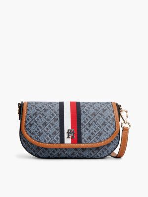 blue th monoplay global stripe saddle bag for women tommy hilfiger