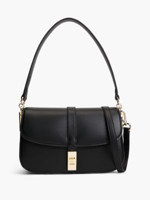 black heritage turn lock convertible crossbody bag for women tommy hilfiger