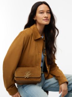 Logo Flap Suede Crossbody Bag — Brown 2