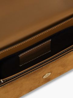 Logo Flap Suede Crossbody Bag — Brown 4