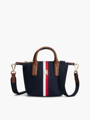 blue popette global stripe crossbody tote bag for women tommy hilfiger