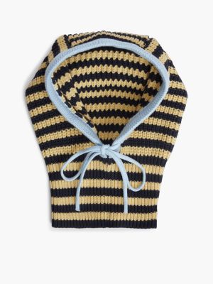 cappuccio in maglia a coste a righe yellow da donne tommy jeans