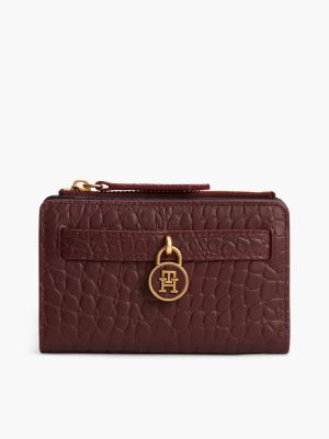 red the american icon croco leather bifold wallet for women tommy hilfiger