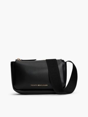 black essential pebble grain crossbody camera bag for women tommy hilfiger