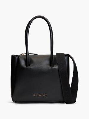 black essential pebble grain mini tote bag for women tommy hilfiger