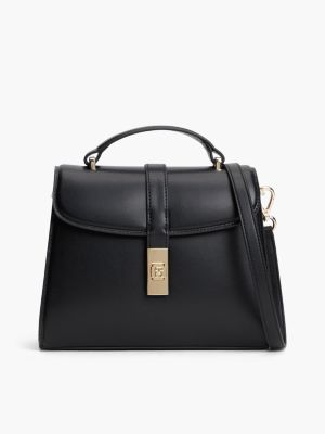 satchel heritage mini con monogramma th black da donne tommy hilfiger