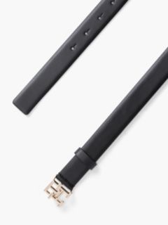 Leather TH Monogram Plaque Buckle Belt — Black 2