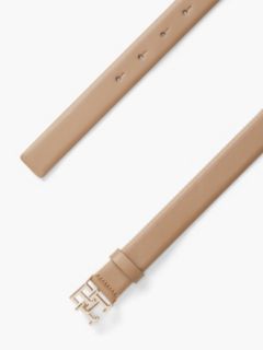Leather TH Monogram Plaque Buckle Belt — Khaki 2