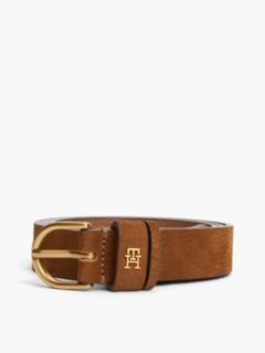 Leather Rounded Brass Buckle Belt — Brown 4
