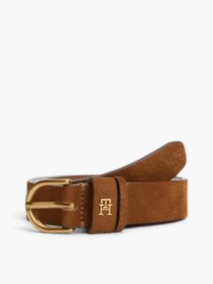Leather Rounded Brass Buckle Belt — Brown 1
