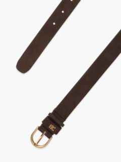 Leather Rounded Brass Buckle Belt — Brown 2