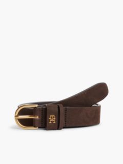 Leather Rounded Brass Buckle Belt — Brown 1