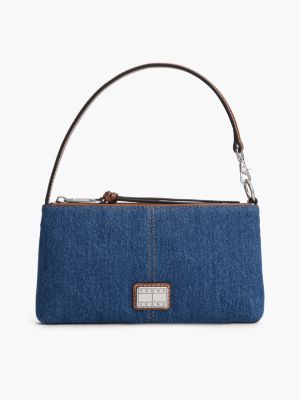 blue tassel convertible strap denim wallet for women tommy jeans